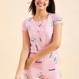 Sweet Dreams Peach-Coloured Printed T-Shirt & Shorts-picture-32