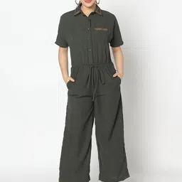 SQew Embellished Collar Waist Tie-up Basic Jumpsuit-picture-11
