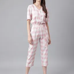FLAMBOYANT Women Checked Culotte Jumpsuit-picture-31