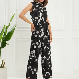 KASSUALLY Black & White Printed Basic Jumpsuit image 3