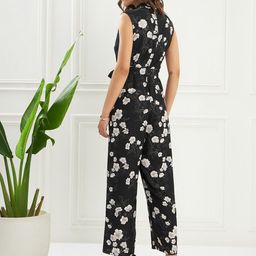 KASSUALLY Black & White Printed Basic Jumpsuit image 5