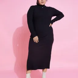 Women Bodycon Black Midi/Calf Length Dress-image-67