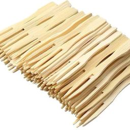 Forks, 8.8 cm Length, Natural Disposable Mini Appetizer Picks, Pack of 140 Disposable Wooden Fruit Fork Set-44