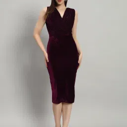 Women Bodycon Red Below Knee Dress-image-56