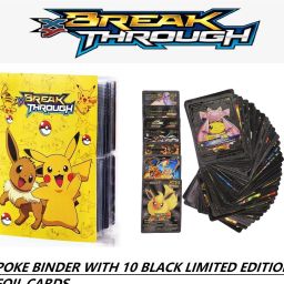 POKEMON CARD BINDER ( 120 POCKET SPACES ) AND 10 BLACK FOIL CARDS-image-14