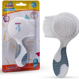 Basics Twinz 2 in 1 Baby Brush & Comb Set -BPA Free- Ergonomic Design-8