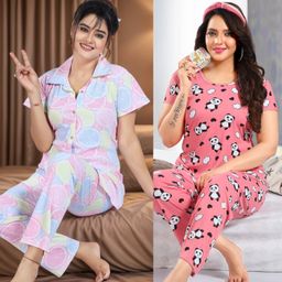 sidwa Women Night Suit Set Multicolor Printed-picture-19
