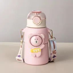 Hot & Cold Straw Sipper Water Bottle For kids Double Walled Vacuum Insulated-image-7