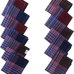 Heart Home Handkerchiefs|Sweat Absorbent Gingham Check Dark Colored Cotton Square Hankies ["Multicolor"] Handkerchief-image-66