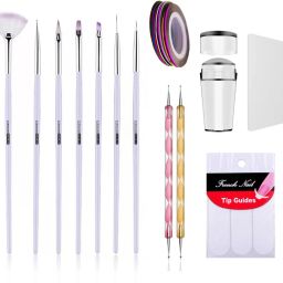 7 Nail Brush, 2 Dotting Pen, 3 Nail Tape,1 tip and Nail Stamp-25