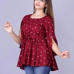 Casual Regular Sleeves Printed Women Maroon Top-image-67