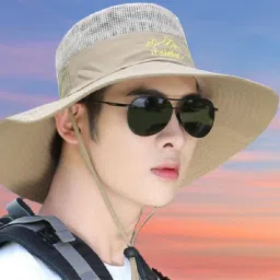 AlexVyan Round Crown Hats Sun & UV Protection Breathable Casual Beach Safari Hat for Men.-image-37