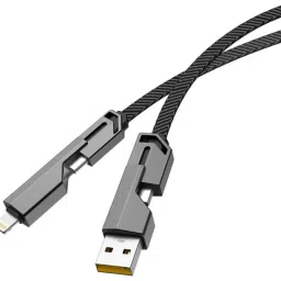 RoarX Lightning Cable 6 A 1 m Original quality 4 in 1 Metal Braided Cable Fast Charging 60W data cable with lightning to type C, type C to C, Lighting to type A compatible for iPhones, iPads, Macbooks, Samsung phones, Type C Laptops image 5