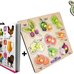 Vegetable Learning Toys for Kids, Vegetable Shape with Name Puzzle+3in1 Book-23