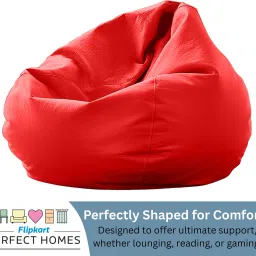 flipkart perfect homes XXXL RelaxSofa Nest With Free Cushion and Puffy , Red Teardrop Bean BagWith Bean Filling image 5