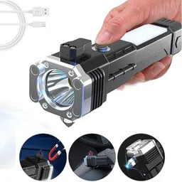 rectitude Best Premium Emergencies Safety Hammer with Sidelight 4 Light Modes Torch Torch-picture-0