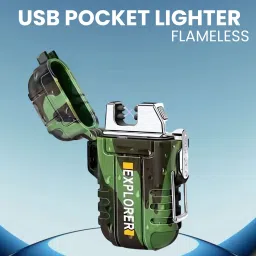 Explorer USB (Cigaratte Lighter)Windproof Flameless ARC Rechargeable LighterQ191 Pocket Lighter-image-6