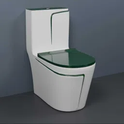 C06 Premium White commode with Green Finishing Line and Round Flush Button Western Commode-image-57