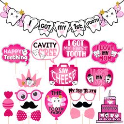 zyozi I Got My First Tooth Photo Booth First Tooth Decoration Item for Baby-Pack of 17-picture-9