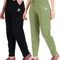 Pack of 2 Women Solid Dark Blue, Light Green Track Pants-image-72