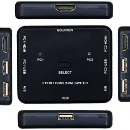 VOOCME 2 Port HDMI Switcher 2 Port USB KVM Switch 2 in 1 Out HD Switch 42 cm KVM Console-24