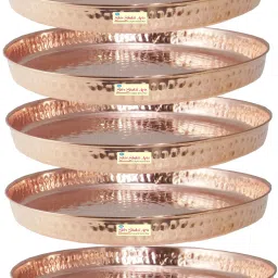 Set Of 5 Handmade Pure Hammered Design Copper Thali/Plate Dinnerware Kitchenware Hotelware Dinner Plate-picture-21