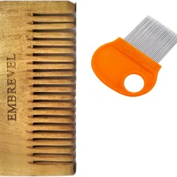 Neem Wood Anti-Dandruff and Anti-Static Comb with Lice Comb and Magnifying Lens-32