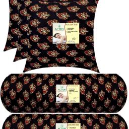 3 Cushion And 2 Microfibre Floral Bolster Pack of 5-picture-18