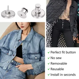 trexee Button Pins for Loose Jeans Instant Replacement, Reusable and Adjustable Metal Buttons image 3