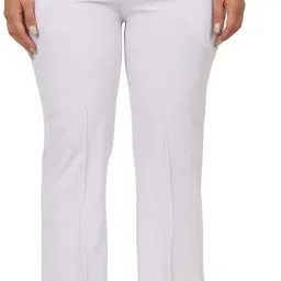 Women Regular Fit White Lycra Blend Trousers-image-39