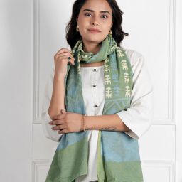 Printed Pure Cotton Women Green Stole-image-5