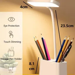 firstlike Multifunctional 3 Level Brightness Rechargeable with Pen & Mobile Holder Desk Study Lamp image 4