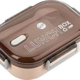 Rectangle Classy 2 Section Lock With Spoon & Fork Lunch Box For School & Office 2 Containers Lunch Box-10