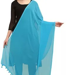 Chiffon Solid Light Blue Women Dupatta-picture-34