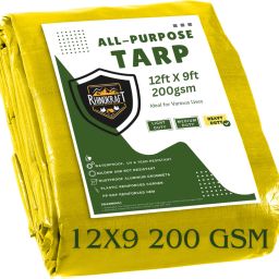 12ft X 9ft, 120GSM | Heavy Duty Water Proof Tarpaulin Sheet or Tirpal Tent - For Camping, Construction Sites, Transportation Covers, Garden-46