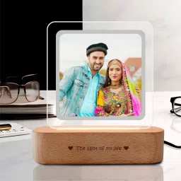 beamcarft Square Acrylic LED Night Lamp with Custom Photo – USB Powered Décor Light Table Lamp image 3