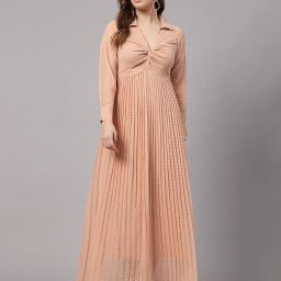 Women Fit and Flare Pink Maxi/Full Length Dress-image-10