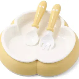 Plastic BPA Free Tableware Baby Feeding Food Bowl Plate with Spoon & Fork Set- Plastic Sillicon BPA Free, 100% food grade for Baby, Non Toxic Plate Utensil for kid-25