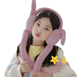Pink Moving Ears Air Pump Earmuff for Girls/Women Winter Cute Furr Design Ear Muff-image-90