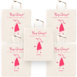 Cotton Eco-Friendly Reusable Multipurpose Shopping Bags(Keep Going) - Pack of 5 Grocery Bags-27