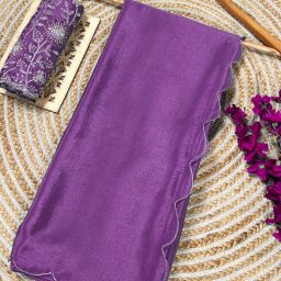 Solid/Plain, Self Design, Embroidered Bhagalpuri Georgette Saree-image-2