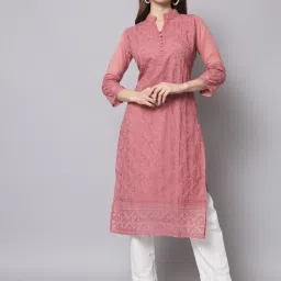 Women Chikan Embroidery Georgette Straight Kurta-image-8
