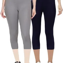 3/4th Capri leggings Women Dark Blue, Grey Capri-image-93