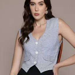 Striped Women Waistcoat-image-18