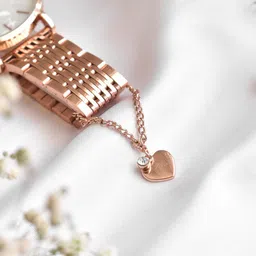 JOKER & WITCH Women Rose Gold Embellished Metal Watch Charm-20