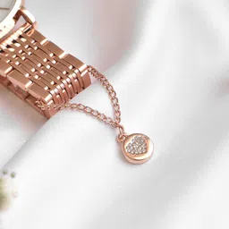JOKER & WITCH Women Rose-Gold-Toned & White Dainty Heart Rhinestone Watch Charm-6