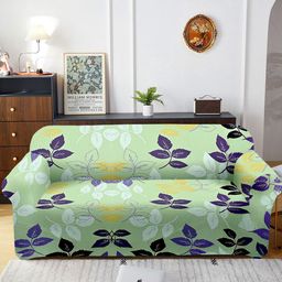 Aura Green & Purple Printed 3 Seater Sofa Cover With Arms-35