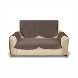Sparrow world Brown 4 Pieces Quilted Velvet 2 Seater Sofa Covers With Arms-55