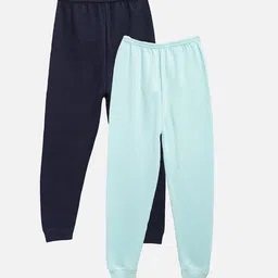 Kanvin Infant Boys Pack Of 2 Turquoise Blue & Navy Blue Solid Thermal Bottoms-13
