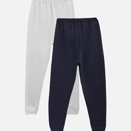 Kanvin Boys Pack Of 2 Grey & Navy Blue Solid Thermal Bottoms-image-91
